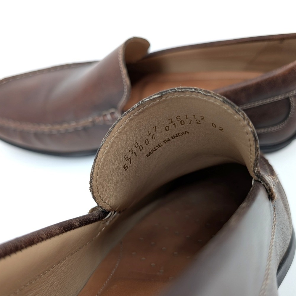 ECCO Men's Brown Leather Driving Loafers Slip On Moc Toe Shoes Size 47 - Picture 6 of 8